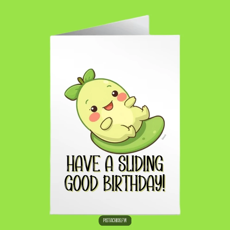 Free Printable Birthday Card: Sliding Pistachio, Joyful Ride, Downloadable Birthday Fun