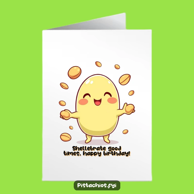 Free Printable Birthday Card: Juggling Pistachio, Hilarious Nutty Fun, Downloadable Joy