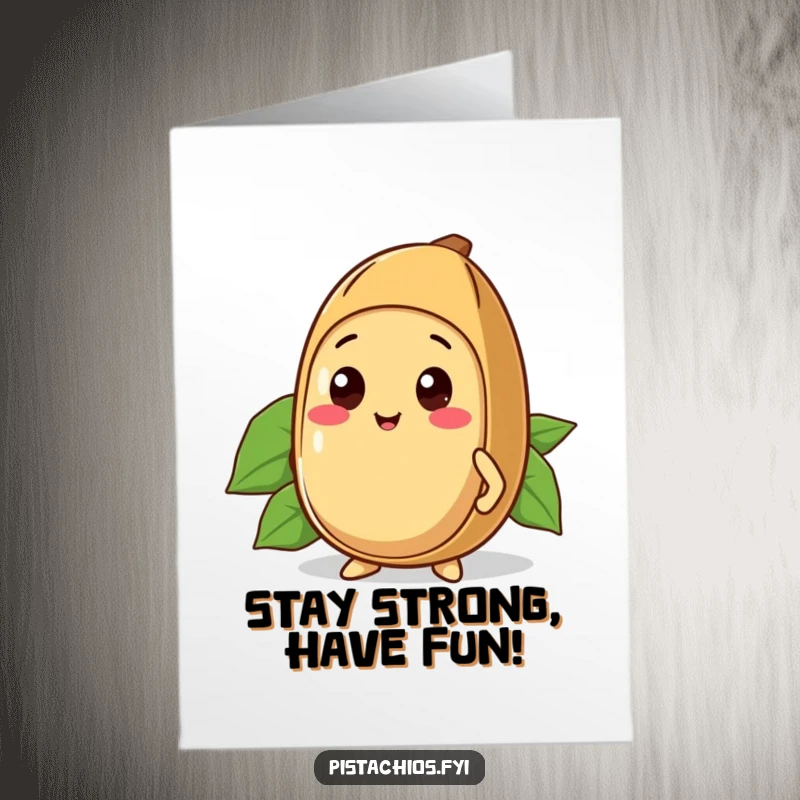 Funny Free Printable Kawaii Brazil Nut Birthday Card: Cute Brazil nut proudly displays its tough exterior.