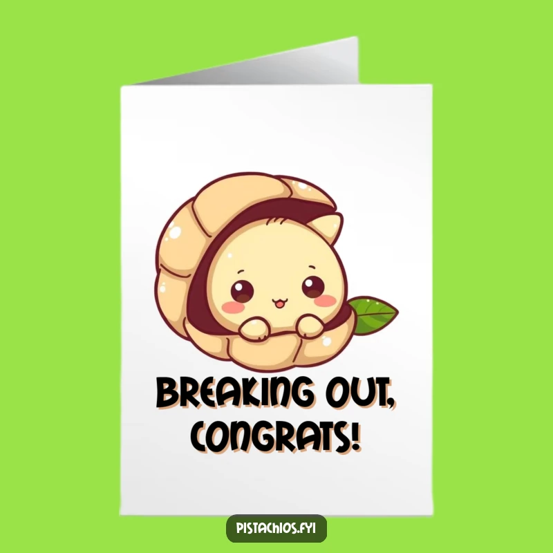 Free Printable Congratulations Card: Curious Pistachio Peeking for a Funny Discovery Downloadable!