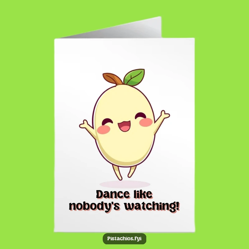 Free Printable Congrats Card: Dancing Pistachio Cheers, Funny Downloadable Gift for Success