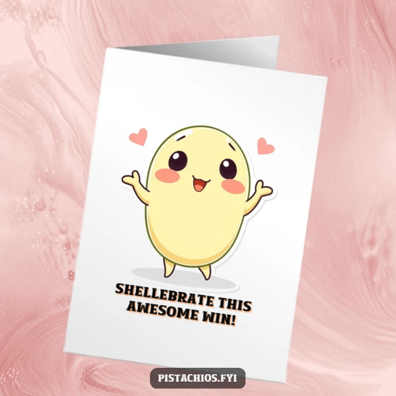 Funny Free Printable Congratulations Card: A cheerful pistachio grooving with excitement, perfect for any celebratory moment.