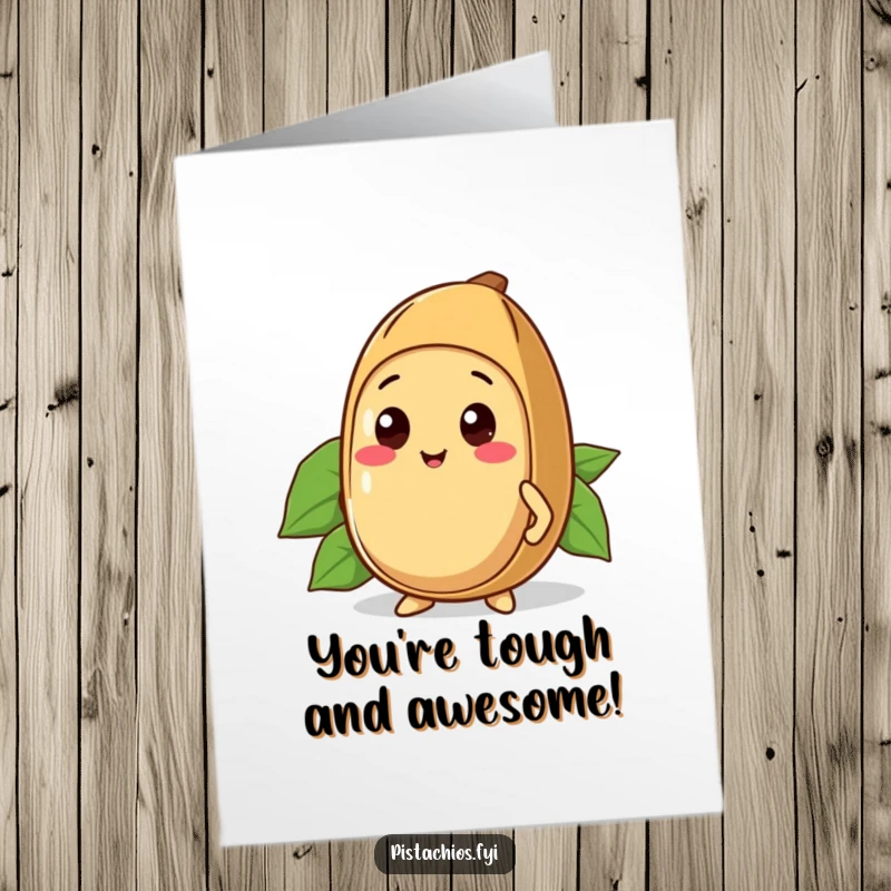 Funny Free Printable Kawaii Brazil Nut Congratulations Card: Adorable Brazil nut stands tall, proud of its shell.