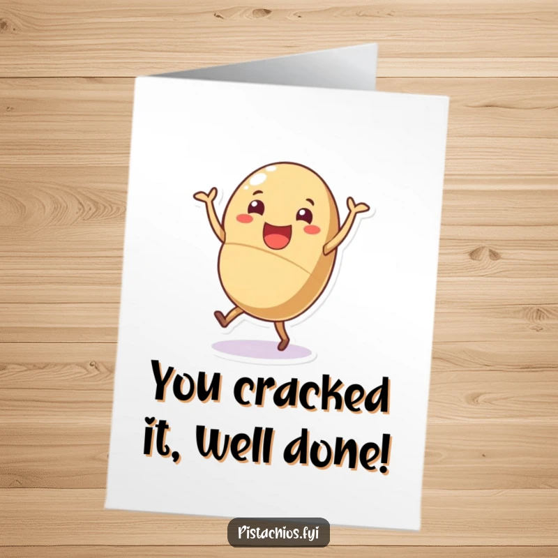 Funny Free Printable Nut Card: Cheerful nut dancing joyfully, perfect congratulations for achievements.