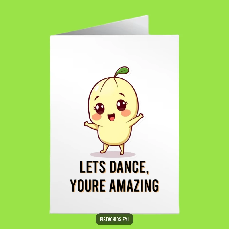 Free Printable Congrats Card: Cheerful Pistachio Dance - Funny Downloadable Celebration