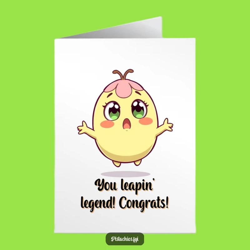 Free Printable Congrats Card: Pistachio's Leap of Joy, Funny Downloadable Gift