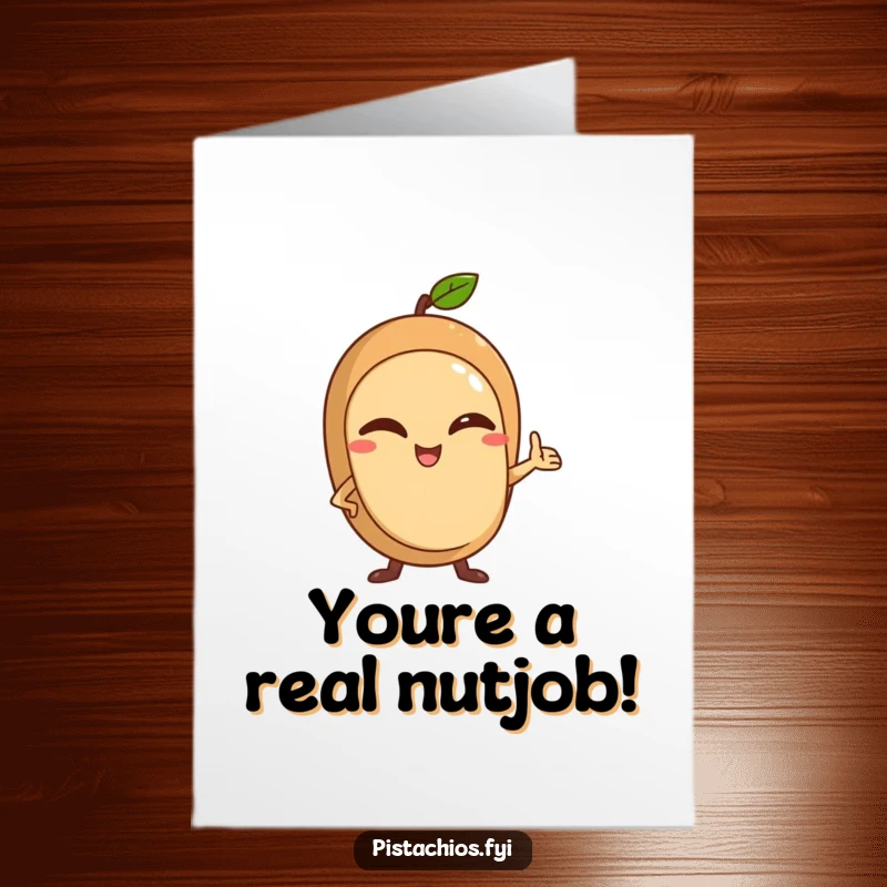 Funny Free Printable Congratulations Card featuring a winking nut character striking a celebratory, confident pose, perfect for achievements.