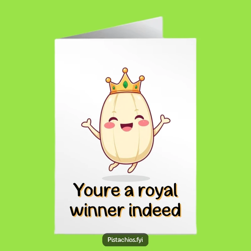 Free Printable Congrats Card: Pistachio Crown Hop - Funny Downloadable Celebration