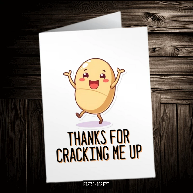 Funny Free Printable Nut Card: Cheerful nut dancing joyfully, perfect thank you gift.