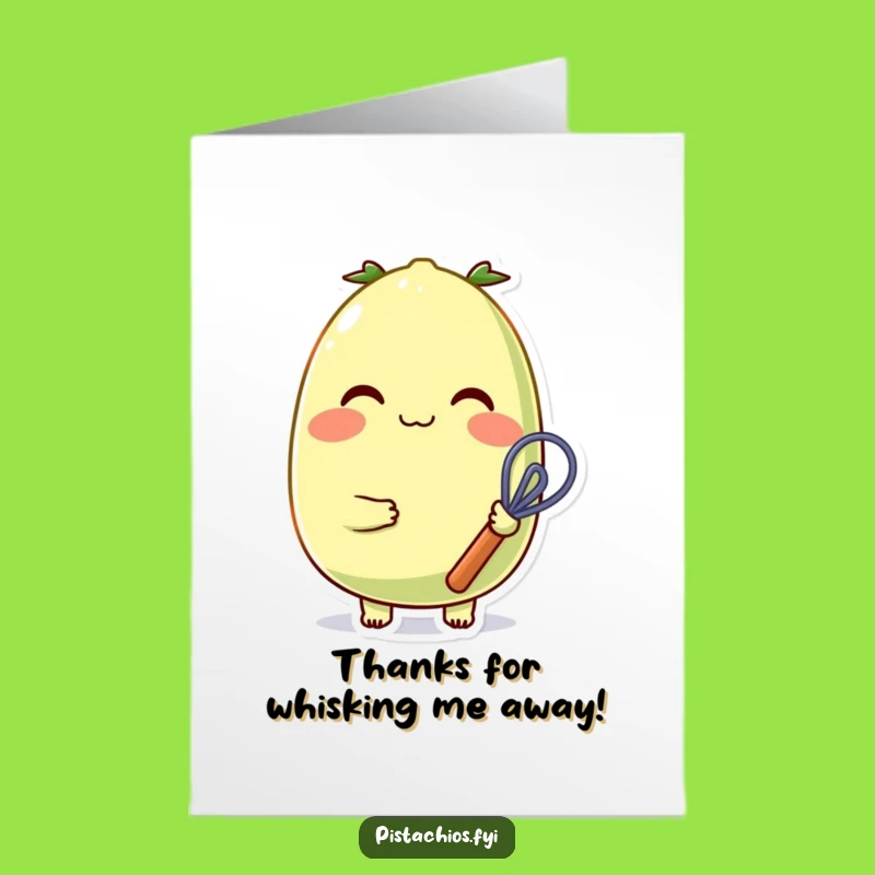 Free Printable Thank You Card: Cheerful Pistachio Whisking Gratitude Funny Downloadable