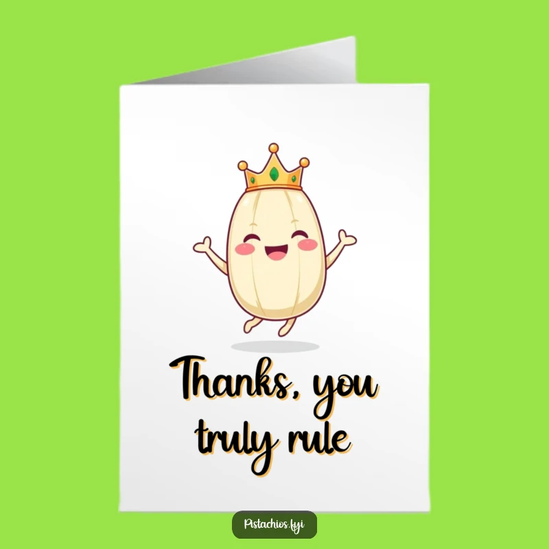 Free Printable Thank You Card: Happy Pistachio Crown Hop - Funny Downloadable Gratitude