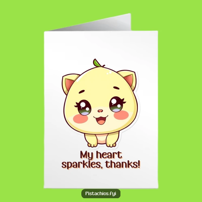 Free Printable Thank You Card: Sparkling Eyes Pistachio for a Heartfelt Funny Downloadable Thanks!