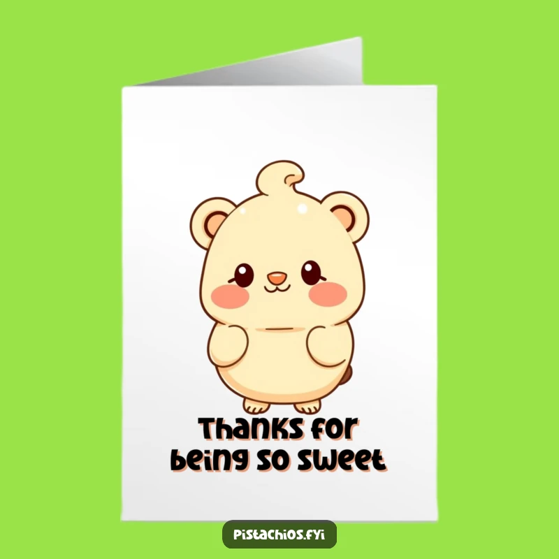 Free Printable Thank You: Shy Macadamia Smile, Charming Downloadable Card to Show Gratitude