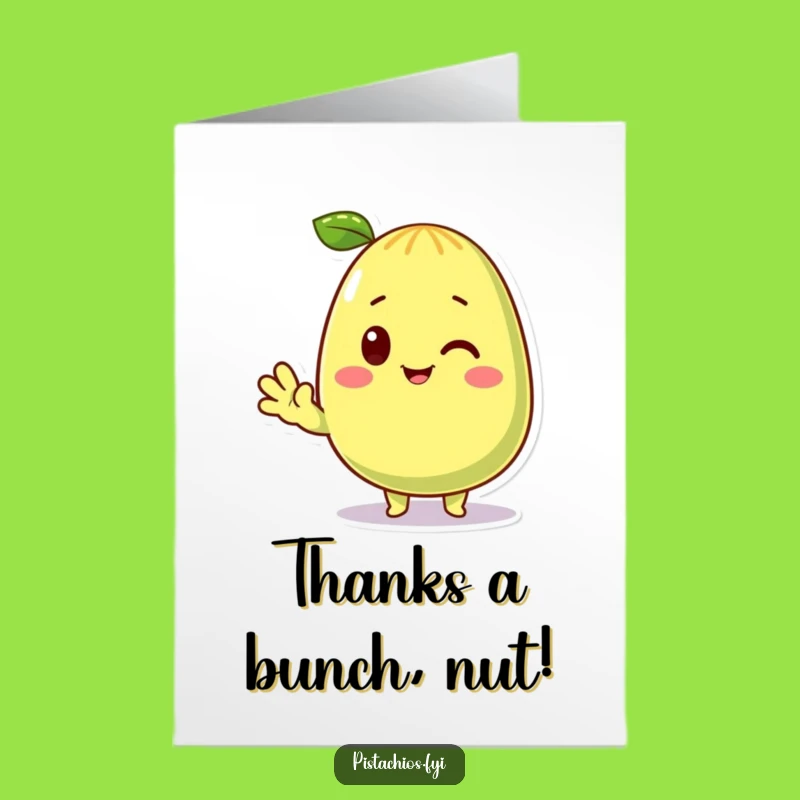 Free Printable Waving Pistachio Thank You Card: Funny Downloadable Nutty Gratitude Greeting
