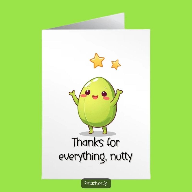 Free Printable Thank You Card: Nutty Gratitude, Pistachio Star Appreciation, Downloadable Humor