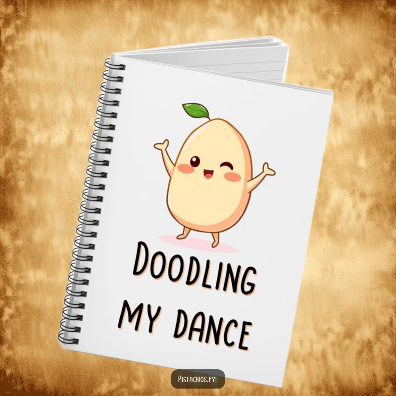 Funny Kawaii Cashew Notebook: A cute kawaii cashew character in a happy dance, inspiring joyful notes and doodles.