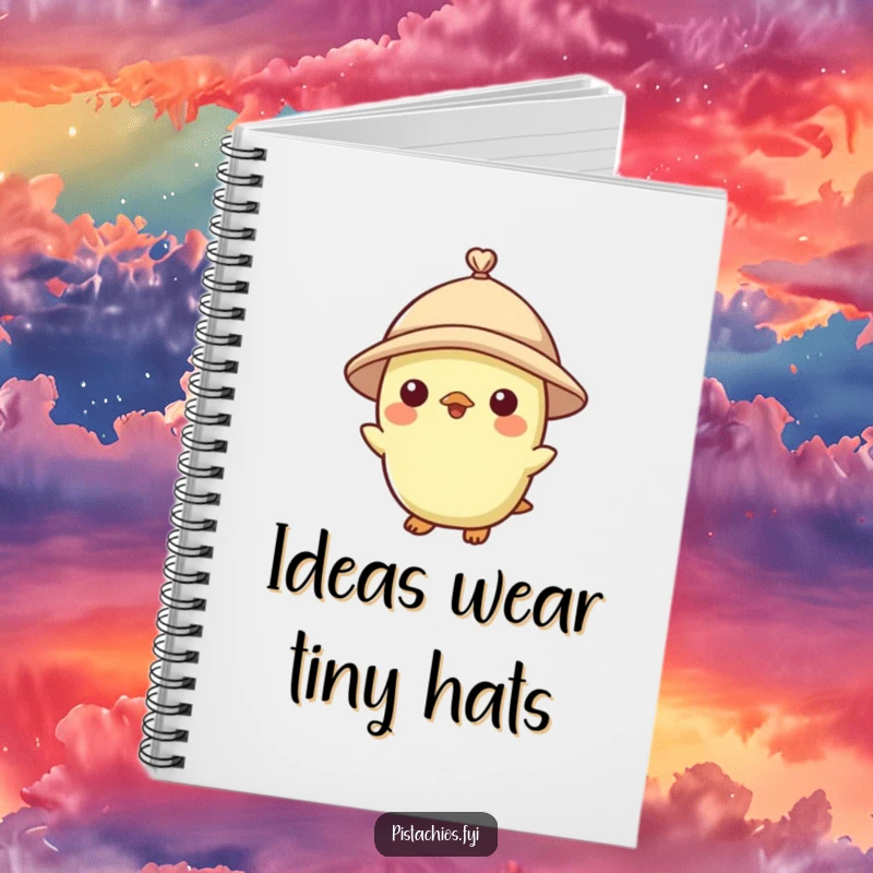 Funny notebook featuring a pistachio character wearing a tiny hat, ideal for jotting down stylish and nutty ideas.