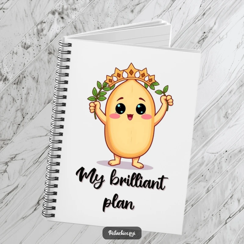 Funny Notebook: A triumphant nut character holding a laurel wreath, inspiring motivated writing and recording of achievements.