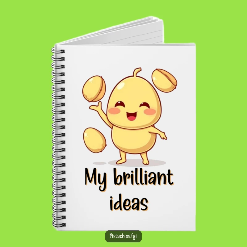Funny Juggling Pistachio Journal - Smiling Character Note Pad