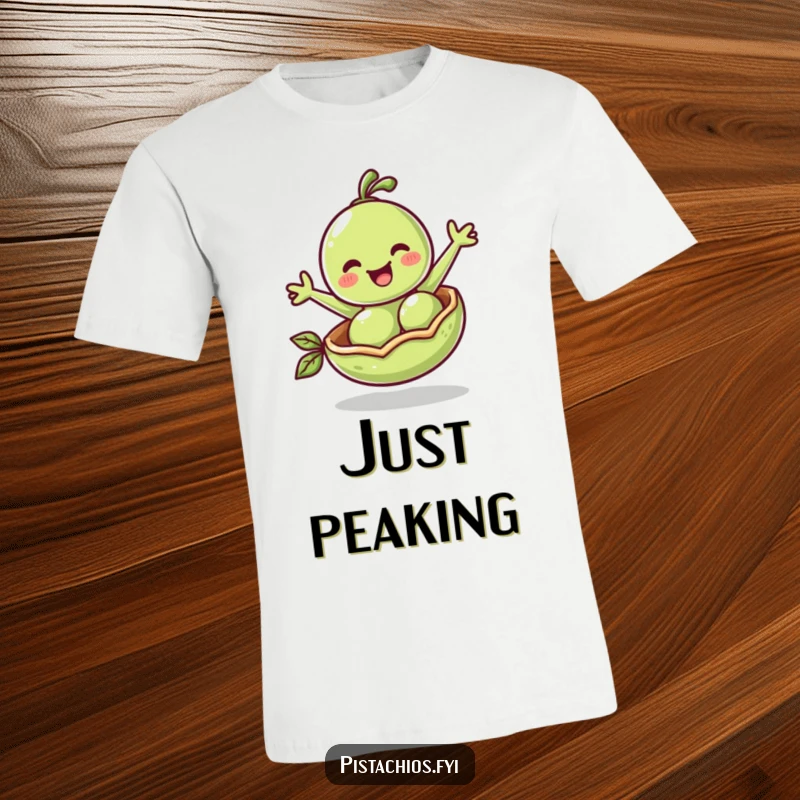 Funny T-Shirt: A happy pea bounces in its pod, a cheerful and humorous design for everyone to enjoy.