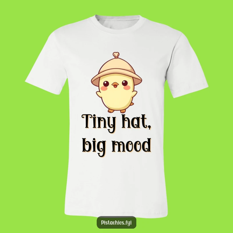 Funny Pistachio Character Tiny Hat T-Shirt - Stylish Nutty Apparel, Great Funny Gift