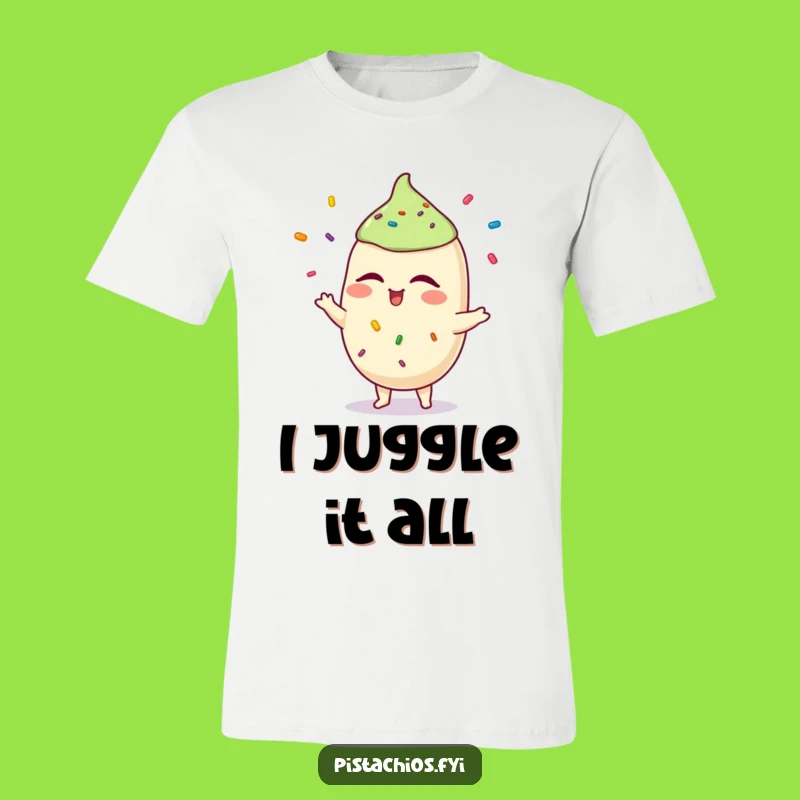 Funny Winking Pistachio Juggling T-Shirt: Wear Your Skills with This Hilarious Tee!