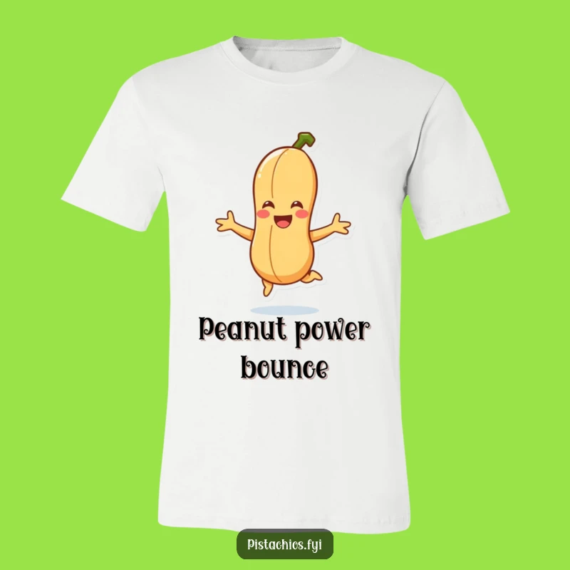 Funny Smiling Peanut Jump T-Shirt - Energetic Cartoon Apparel Gift