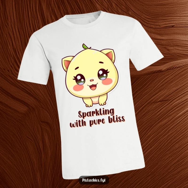 Funny t-shirt featuring a pistachio character with wide, sparkling eyes, expressing pure delight and nutty joy.