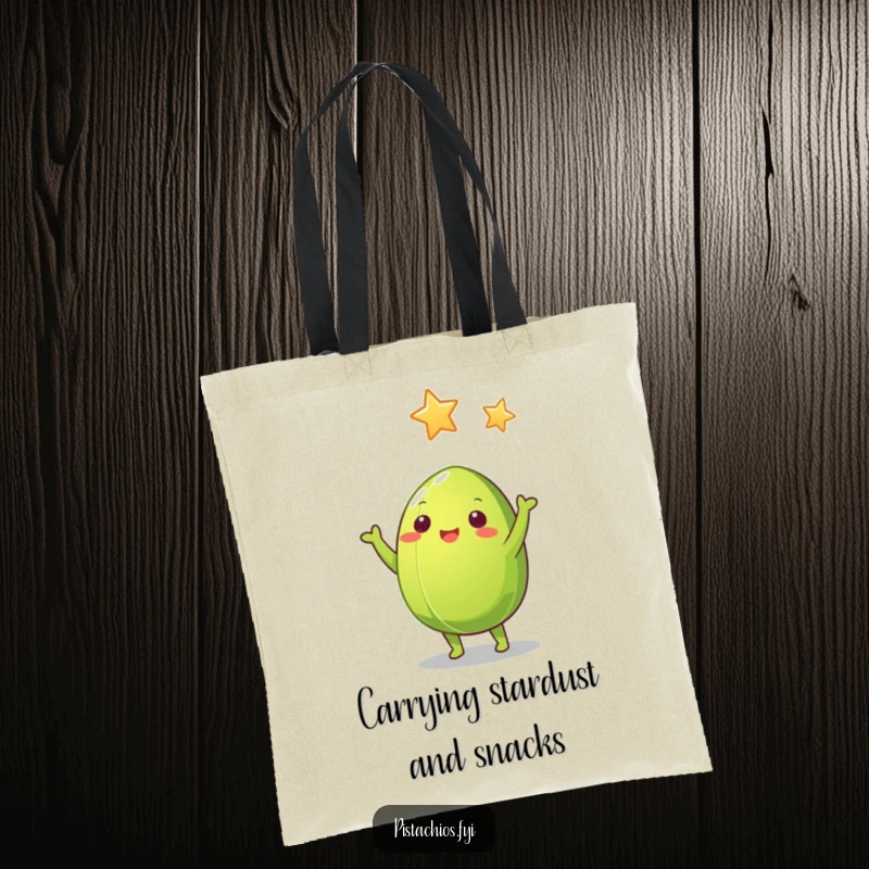 Funny Pistachio Nut Tote Bag: Green pistachio nut with reaching arms, designed for carrying dreams and funny essentials.