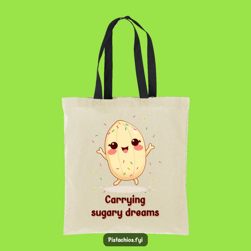 Funny Pistachio Tote Bag: Delighted Sprinkle Dancer