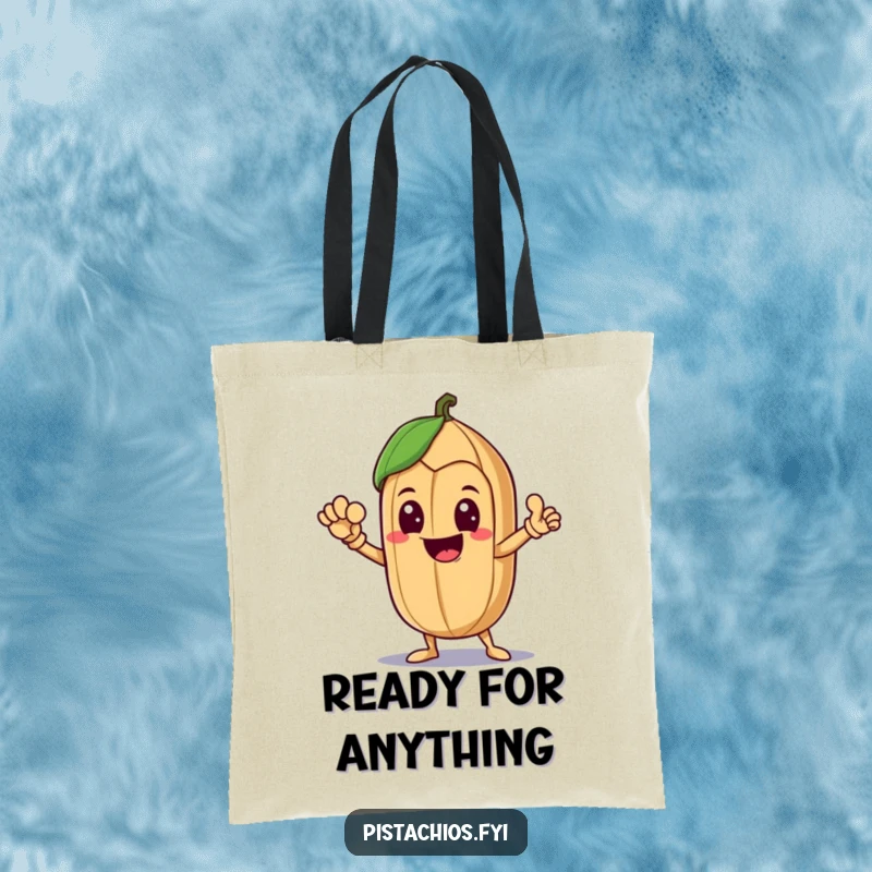Funny Tote Bag featuring a delighted Brazil nut character in a heroic, triumphant pose, ready for any adventure.