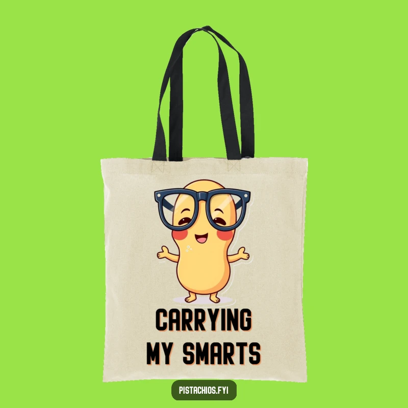 Funny Peanut Tote Bag: Giggling Character with Glasses, Great for Quirky Shopping Gift