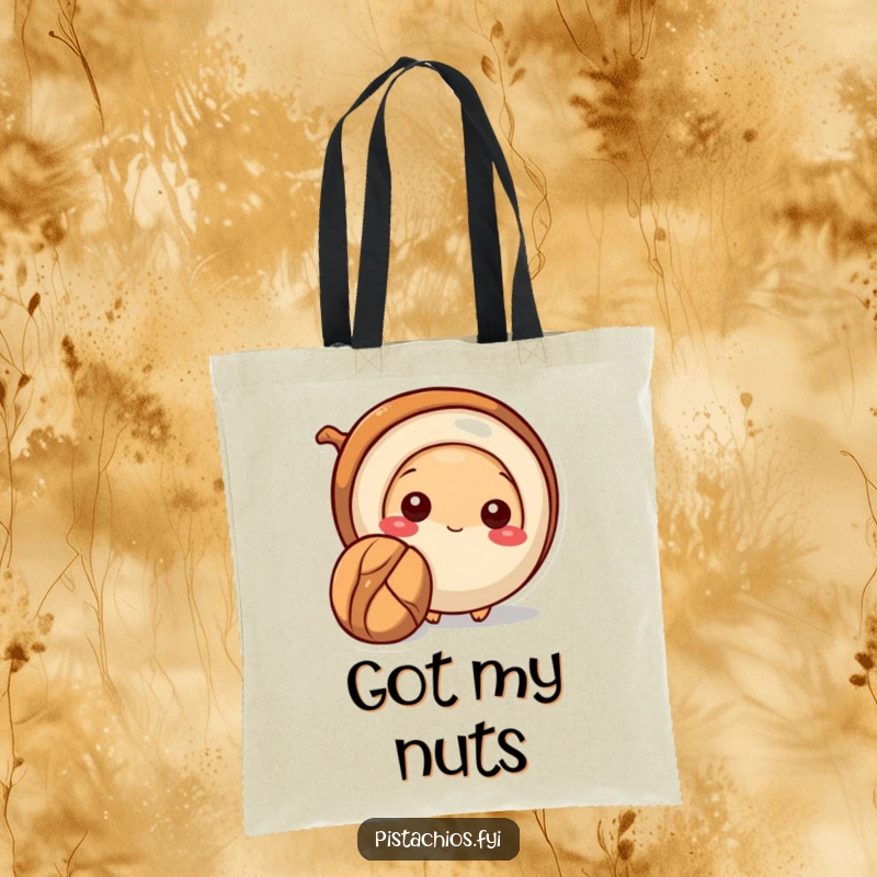 Funny Pecan Tote Bag featuring a shy pecan peeking out, perfect for carrying items with a touch of hidden humor and personality.