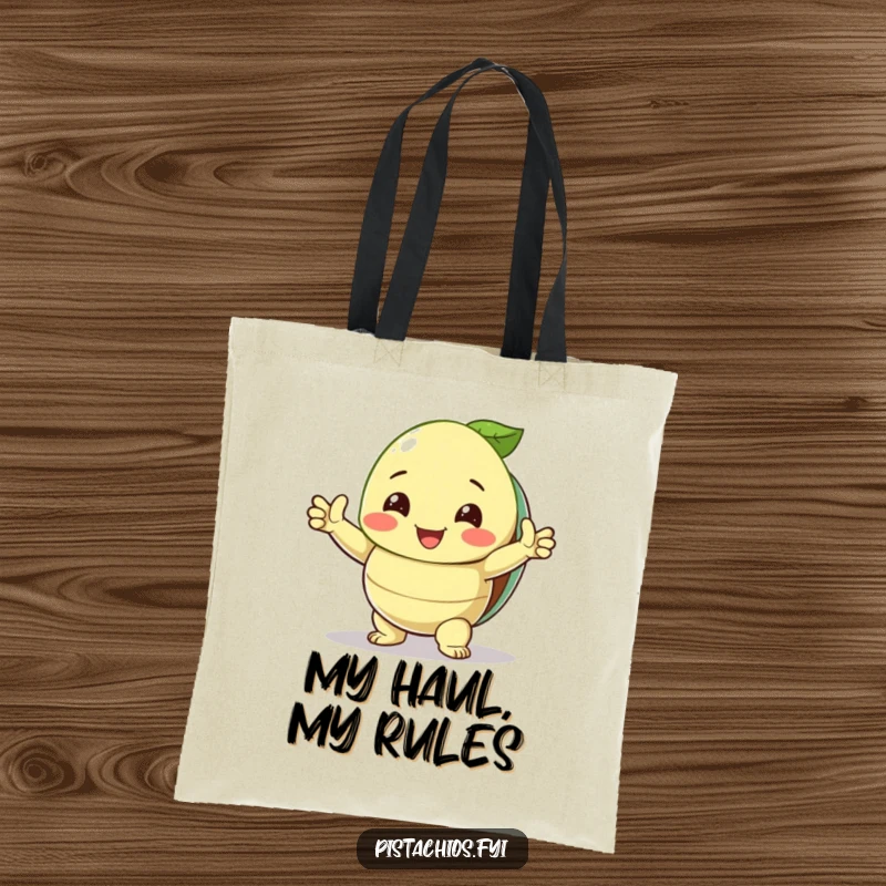Funny Tote Bag: A triumphant pistachio with its shell open, a humorous and bold design for everyday use.