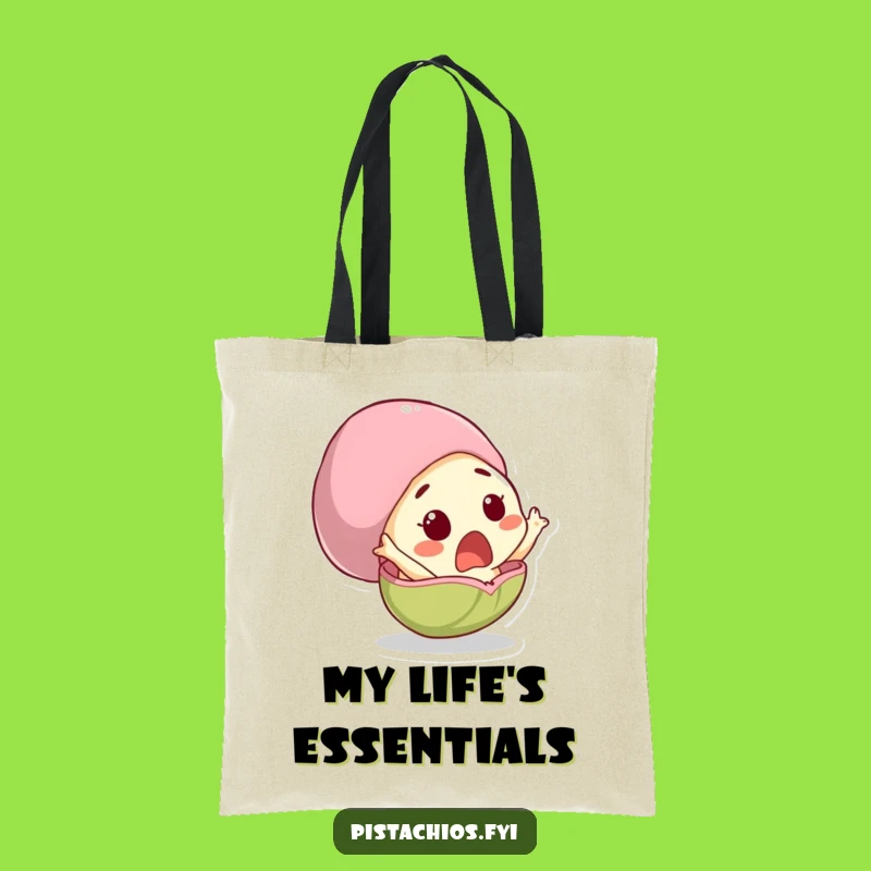 Funny Surprised Pistachio Tote Bag, Hilarious Nutty Character Accessory
