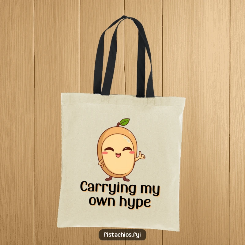 Funny Tote Bag showcasing a winking nut character striking a confident pose, ideal for stylishly carrying humor.