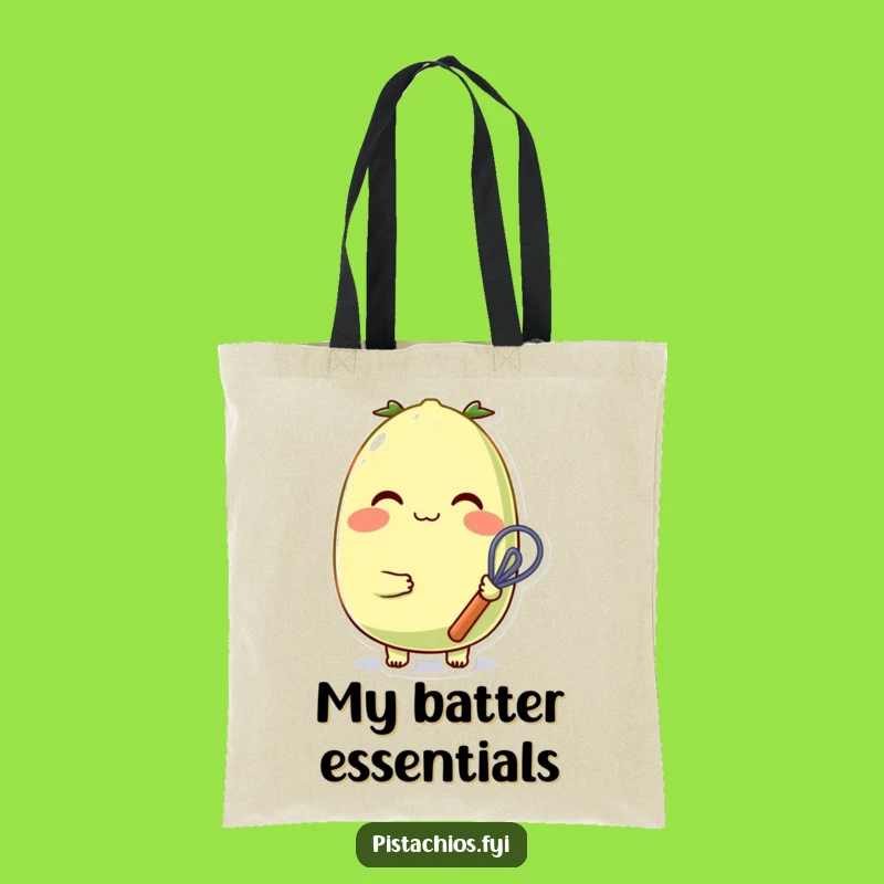 Funny Eco-Friendly Pistachio Tote Bag: Cheerful Baker Character - Perfect Funny Gift for Groceries!