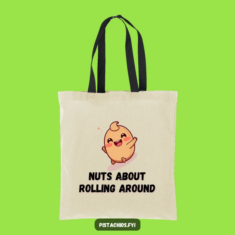 Funny Hazelnut Tote Bag: Giggling Character Rolling Downhill - Chic & Comical!